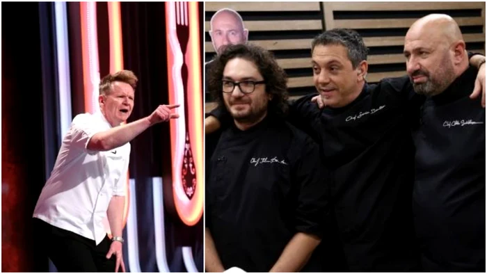 Jurații de la „Chefi la cuțite“, uluiți de sosia lui Gordon Ramsay. Foto - colaj/captura Antena 1