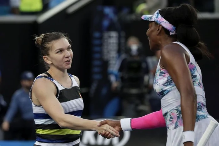 Simona Halep, bucuroasă după victoria cu Venus Williams de la Australian Open 2019FOTO: EPA