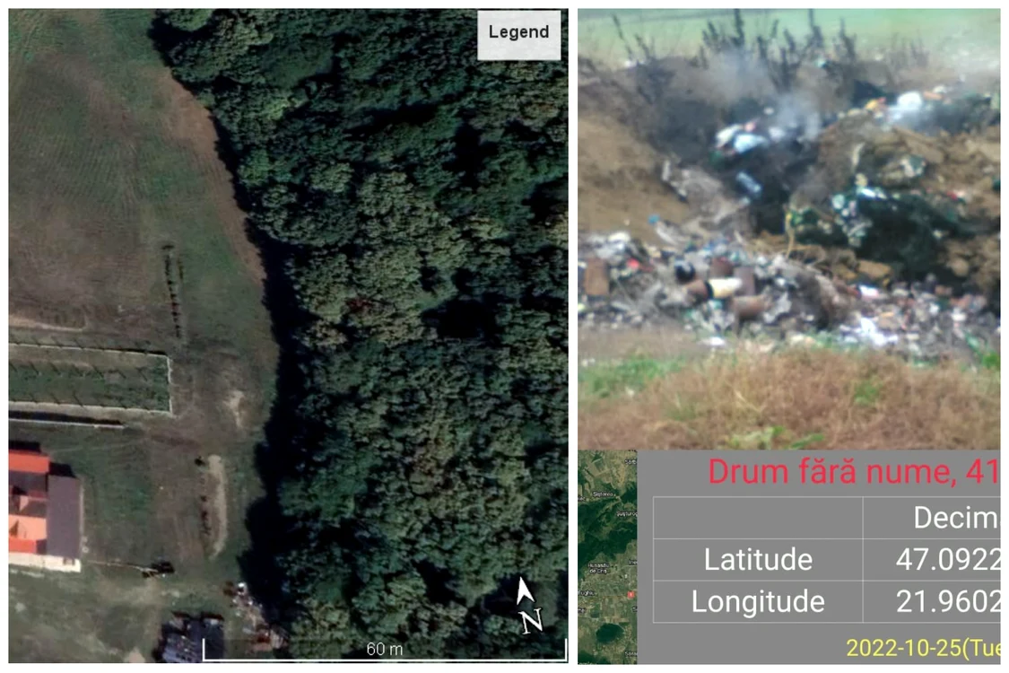 Groapa cu coroane incendiate se vede din satelit Foto: Garda de Mediu Bihor