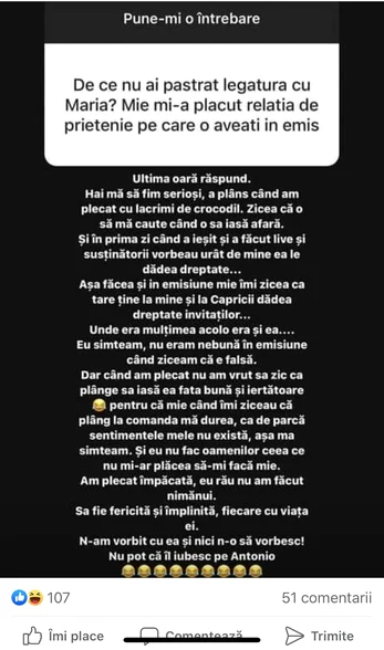 Ce spune Irina despre prietenia cu Maria / foto: Facebook