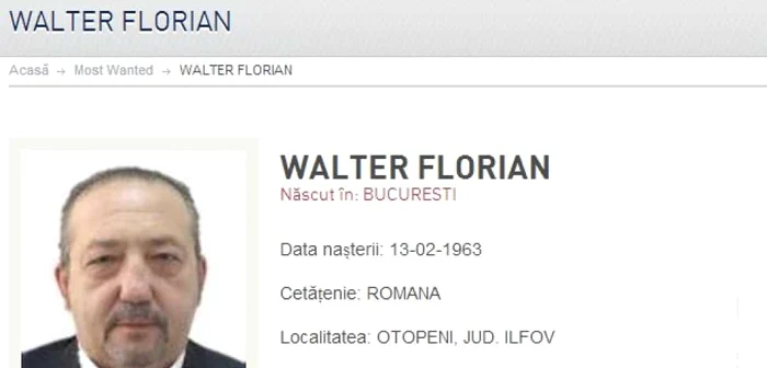 Florian Walter este dat în urmărire internaţională din 19 mai