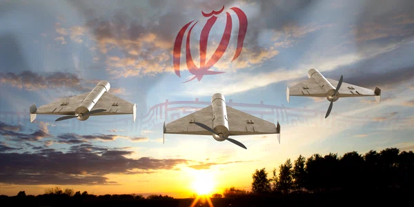 Drone iraniene pe fundalul steagului iranian FOTO shutterstock jpg