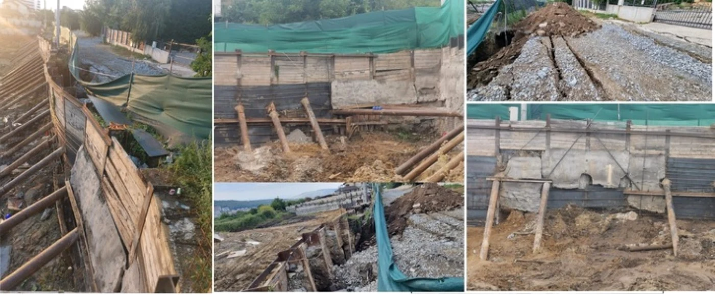Strada Victor Papilian s-a surpat din cauza lucrărilor la o fundaţie a unor case care ar trebui să aibă subsol, demisol, parter şi mansardă.