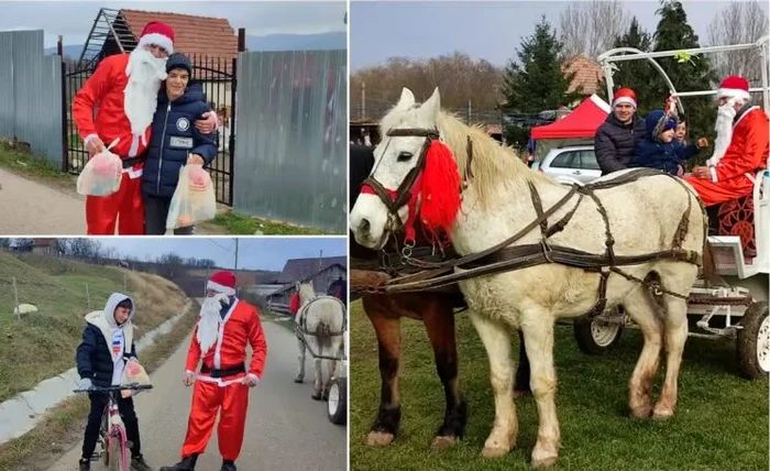 Claudiu se îmbracă în Moș Crăciun și duce cadouri la toți copiii FOTO ziarulunirea.ro