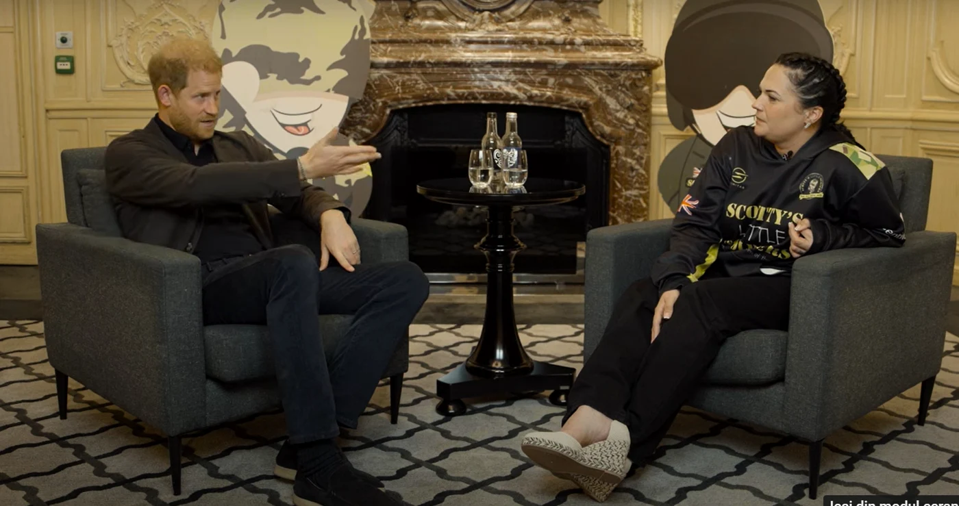 Prințul Harry, într-un interviu acordat Scotty’s Little Soldiers. FOTO captură Scotty's TV