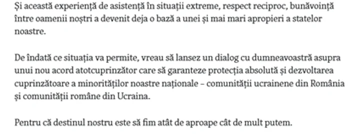 Parte din discursul lui Zelenski. Sursa: Europa Liberă