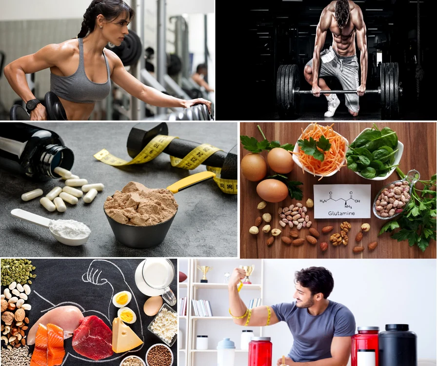 Colaj care evidențiază rolul esențial al proteinelor în sport, suplimente și alimentație Sursă DMS