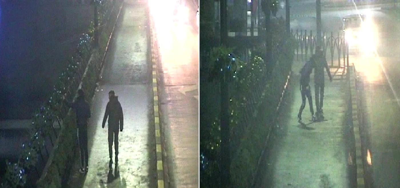 Hoţi de globuleţe stradale, în Râmnicu Vâlcea, Foto: captură video