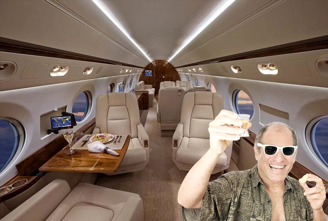 
    Degustarea are loc într-un avion Golfstream,  la 11.000 m altitudine  