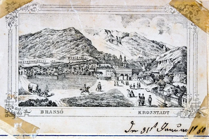 Brașov la 1860, litografie (© MEB)