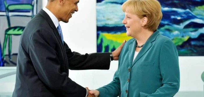 Preşedintele american Barack Obama, candidat al democraţilor la alegerile prezidenţiale din noiembrie, şi cancelarul german Angela Merkel