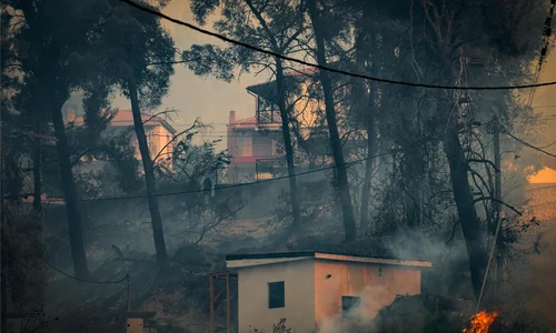 Incendiu în Siviri, pe brațul Kassandra din Halkidiki FOTO X