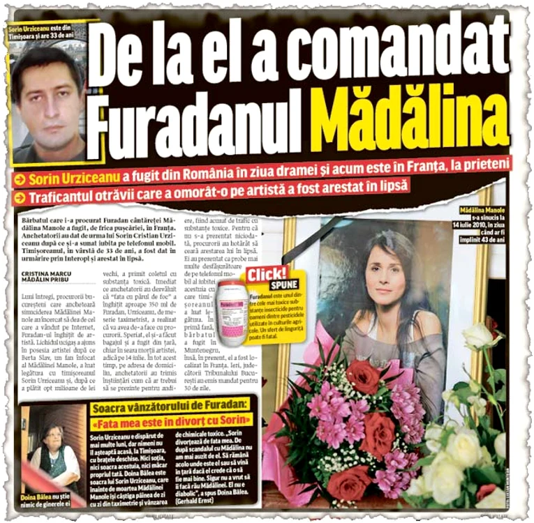 Sorin Urziceanu a fugit din România  imediat după ce s-a aflat că e furnizorul  de la care a luat Mădălina Furadan