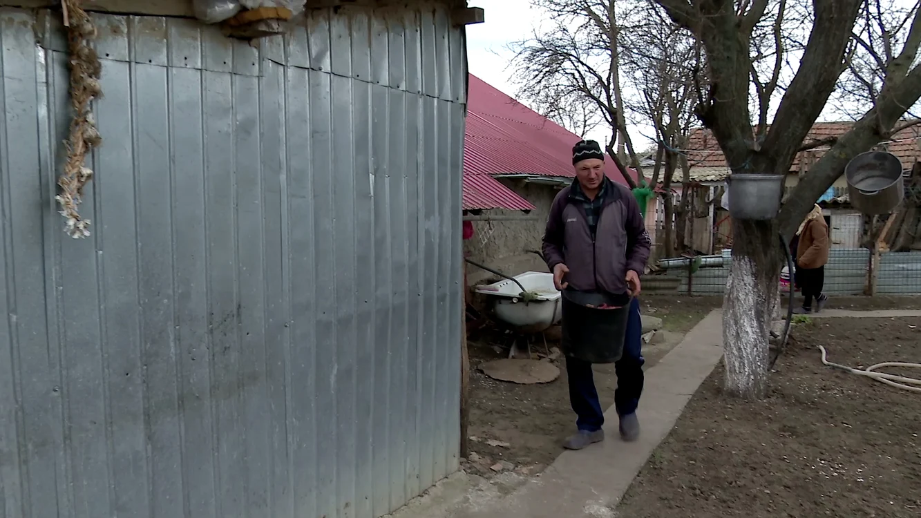 Gospodarul strecoară coceni în sobe, ca să economisească lemnul. FOTO I. Bunilă