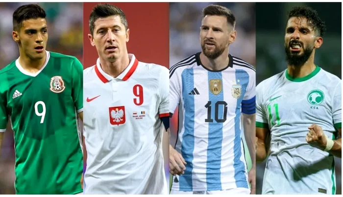 Jimenez (Mexic), Lewandowski (Polonia), Messi (Argentina), Al-Shehri (Arabia Saudită)