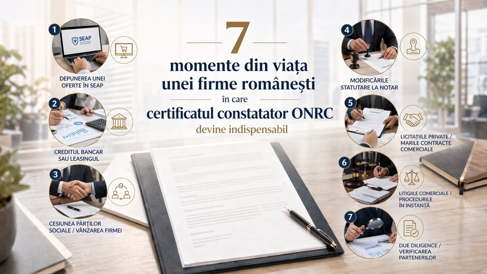 7 momente din viața unei firme românești în care certificatul constatator ONRC devine indispensabil