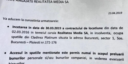 realitatea nota evacuare