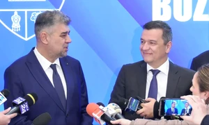 Marcel Ciolacu și Sorin Grindeanu la ceremonia de preluare a mandatului de către Marcel Ciolacu în fruntea CJ Buzau FOTO captură video FB