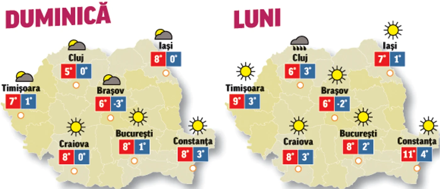 Prognoza meteo pentru următoarele două zile anunță că vremea se menține frumoasă