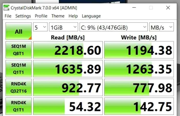 Acer Travel Mate P6 2020 test Crystaldiskmark