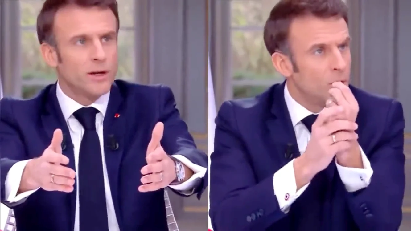 Macron își dă jos ceasul de 80 000 € de la mână în timpul unui interviu despre creșterea vârstei de pensionare 00 00 05 142 png