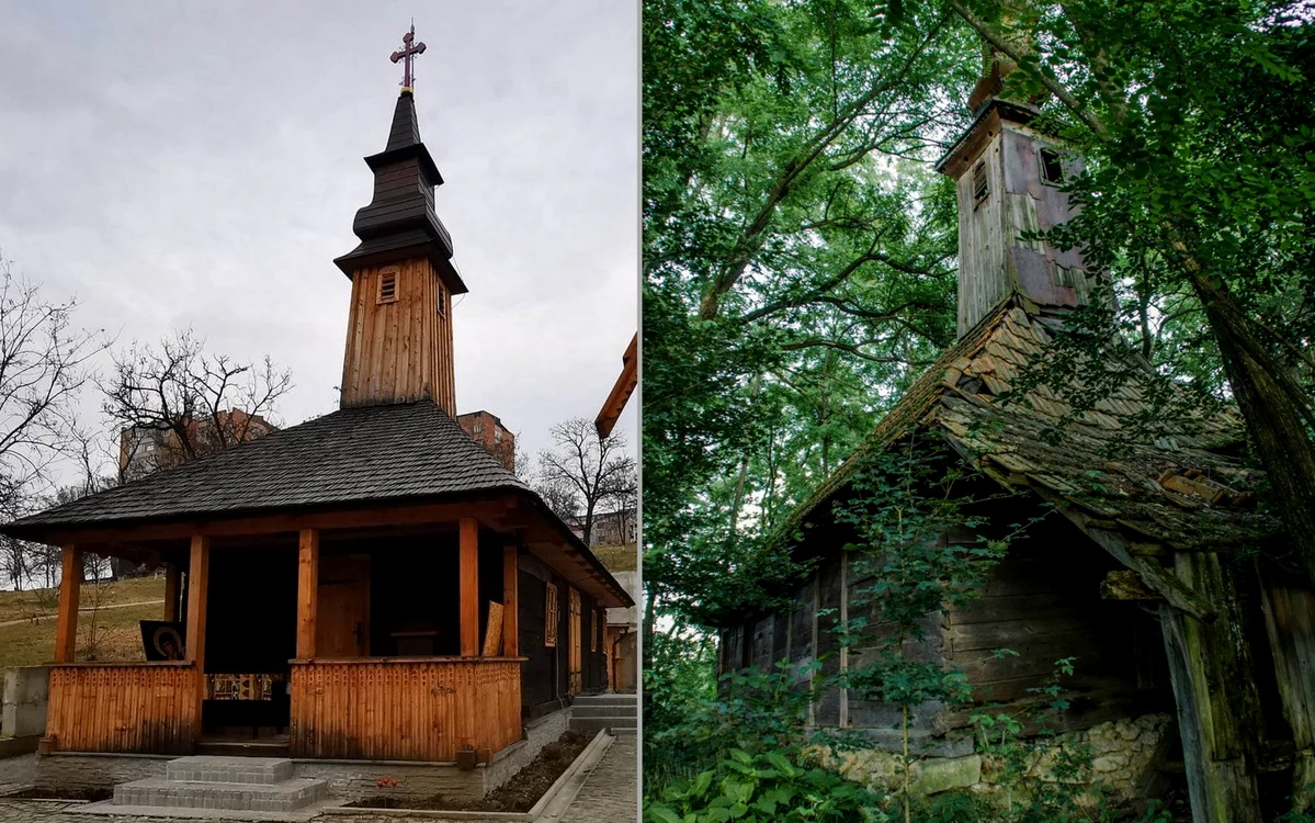 Biserica din Baștea, în prezent și în 2014. Foto: Daniel Guță / Dan Terteci