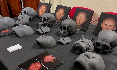 Măștile mortuare ale unor mumii columbiene, „îndepărtate” digital (© Facebook / Face Lab LJMU)