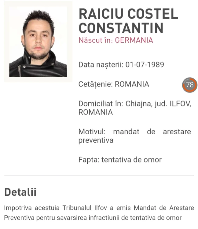 Costel Raiciu este dat în urmărire națională 