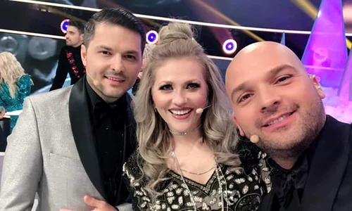 Mirela Vaida, alături de Liviu Vârciu și de Andrei Ștefănescu, la filmările pentru Revelion jpeg