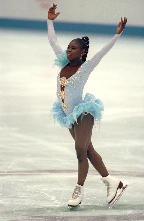 Sport  1992 Winter Olympic Games  Albertville, France  Ice Skating  Womens Figure Skating  Surya Bonaly, France  jpeg