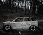 Mașină distrusă de incendiul din Halkidiki FOTO Profimedia 