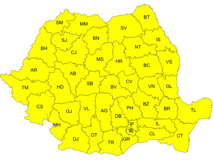 Cod galben în perioada 19 ianuarie, ora 20:00 – 20 ianuarie, ora 10:00/FOTO: ANM
