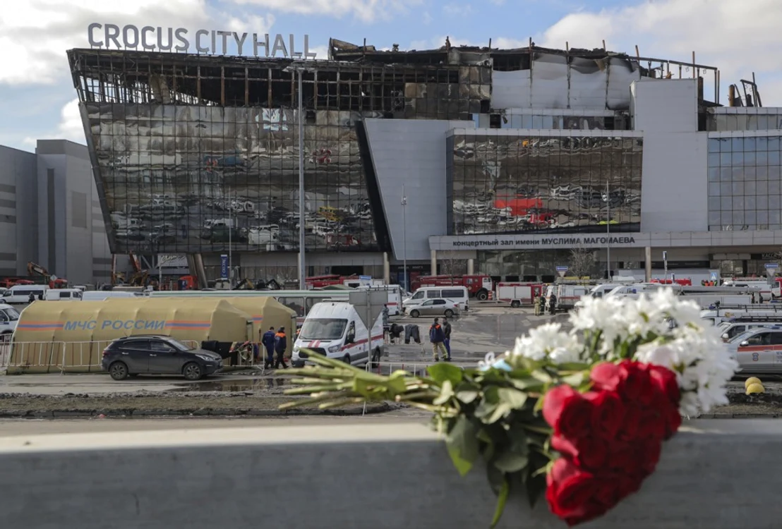Sala de concerte Crocus City Hall a fost incendiată de teroriști FOTO EPA-EFE