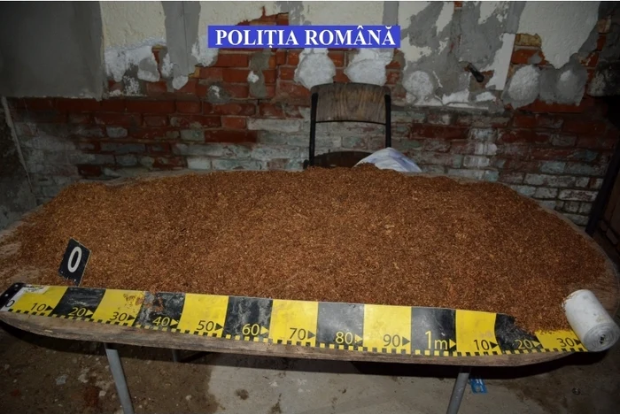 Tutun de contrabandă confiscat. FOTO Poliția Română