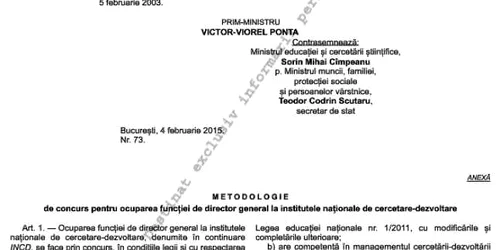 metodologei director general institut de cercetare