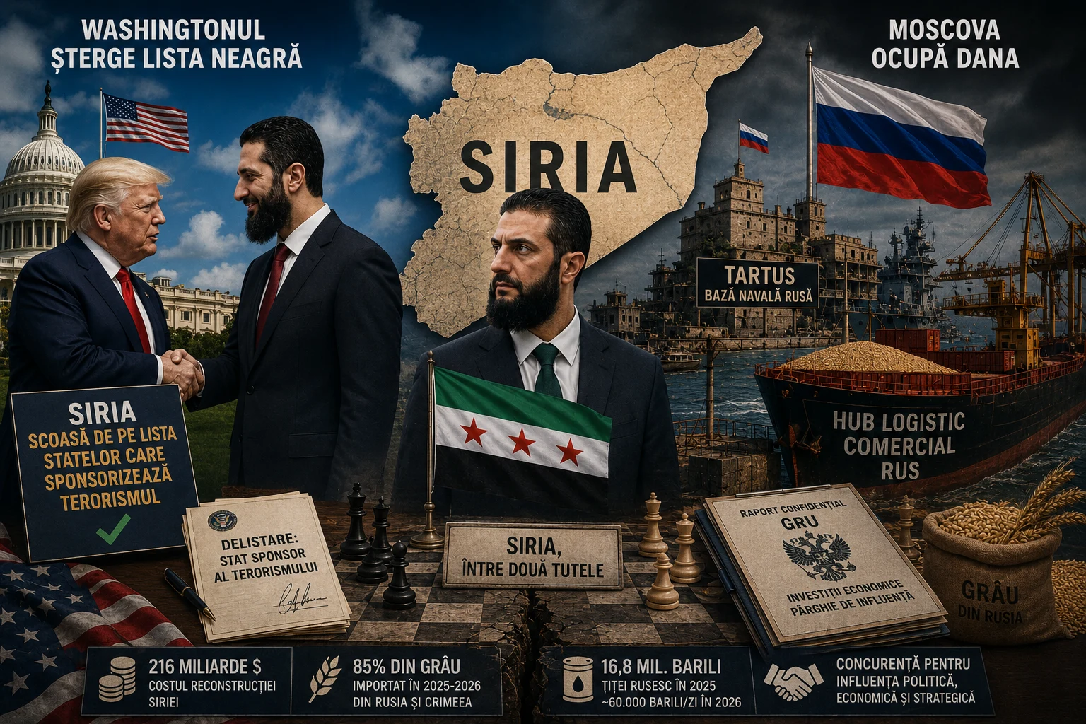 Siria, între două tutele: Washingtonul șterge lista neagră, Moscova ocupă dana