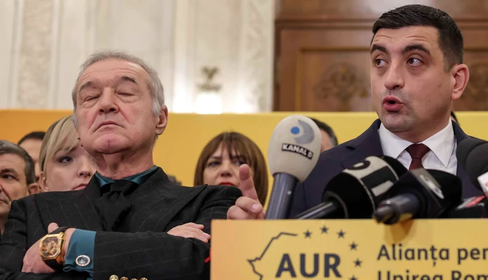 Gigi Becali și George Simion în Parlament. FOTO arhivă Inquam Photos / Sabin Cirstoveanu 