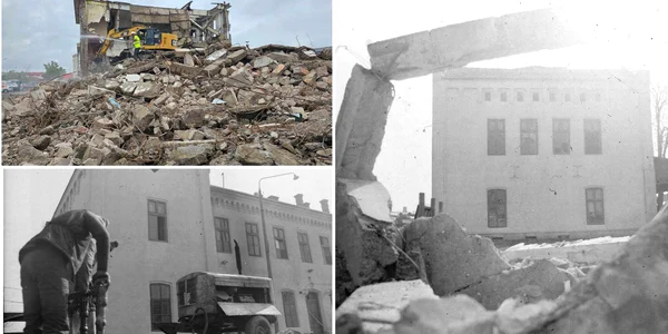 Gara Deva in imagini de epocă (Foto dr. Lucian Ștefan) și la demolarea ei actuală. Foto Daniel Guță