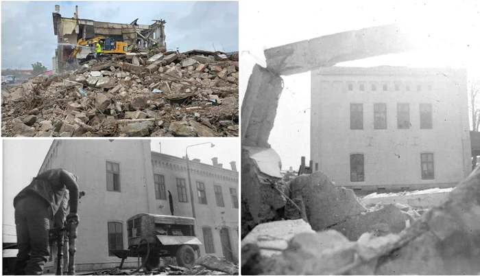 Gara Deva, imagini de epocă (foto dr. Lucian Ștefan) și la demolarea ei actuală (foto Daniel Guță)