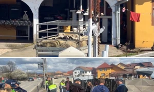 politistii din targu jiu, sesizati dupa ce mai multe persoane sacrificau miei in strada foto captura video facebook tv sud png
