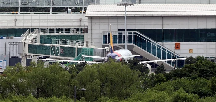 Avionul implicat în incident, parcat pe platforma Aeroportului Internațional Daegu Foto EPA EFE