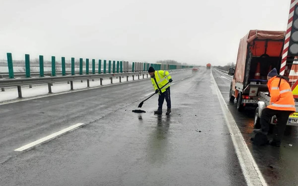 Reparații pe Autostrada A1. Foto: DRDP Timișoara