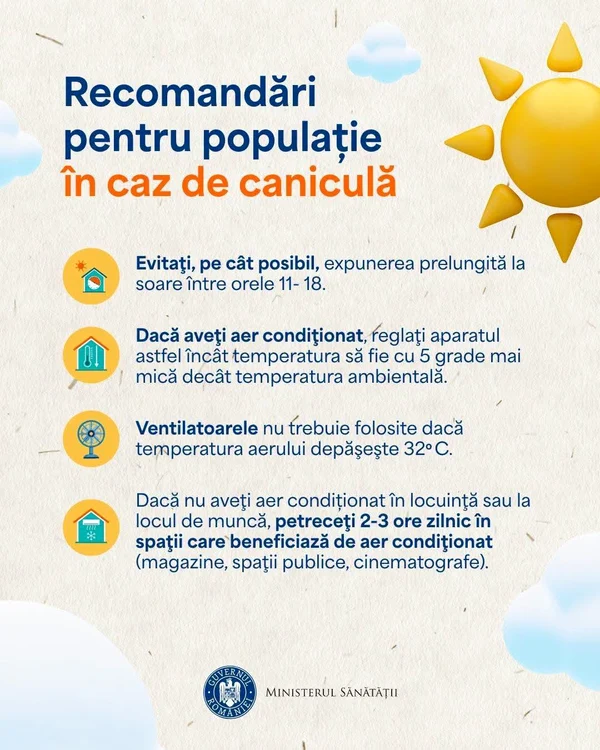 Recomandările Ministerului Sănătății. FOTO FB Ministerul Sănătății 