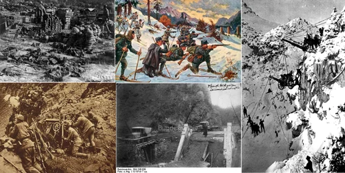 Imagini cu frontul de pe Valea Oltului și înălțimile din Țara Loviștei în Vâlcea în Primul Război Mondial Foto Colaj jpg
