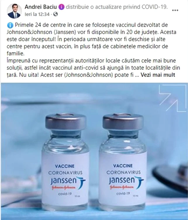 Cu vaccinul Johnson te poți imuniza și în cabinetele medicilor de familieSursa foto: EPA/EFE