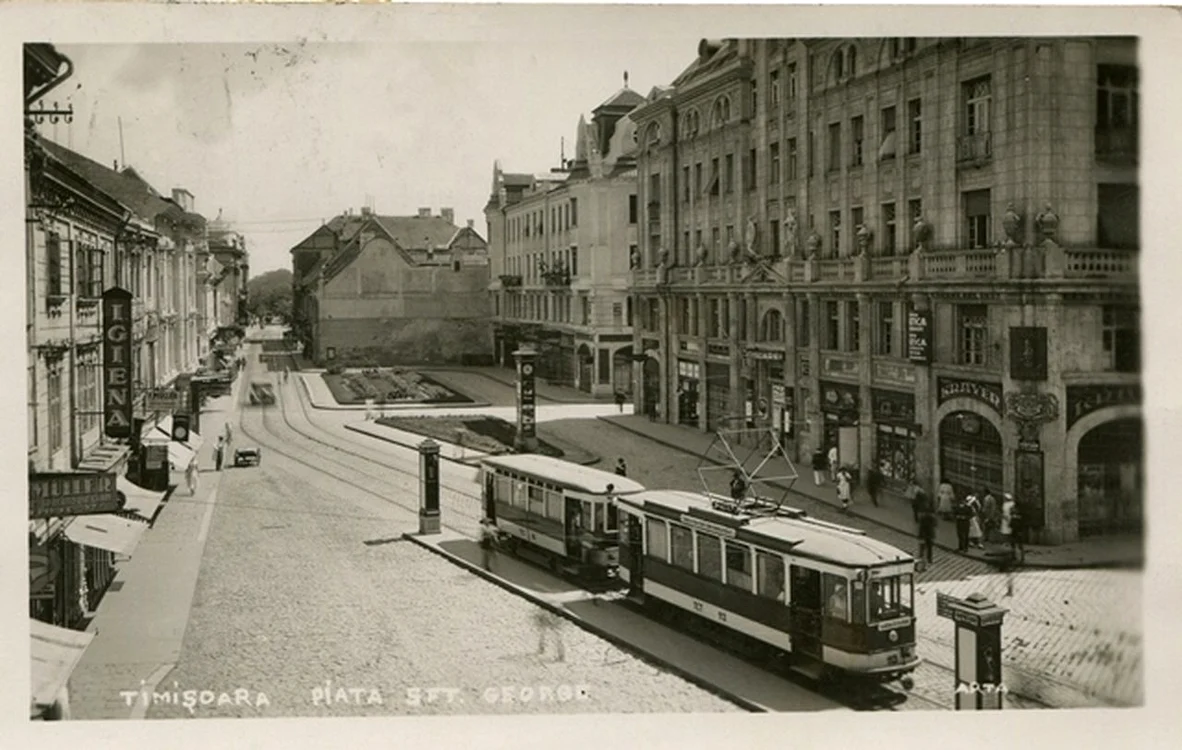 Piața Sfântul Gheorghe din Timișoara, în perioada interbelică (© iMAGO Romaniae)