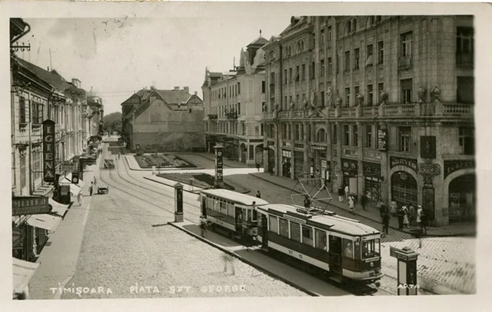 Piața Sfântul Gheorghe din Timișoara, în perioada interbelică (© iMAGO Romaniae)