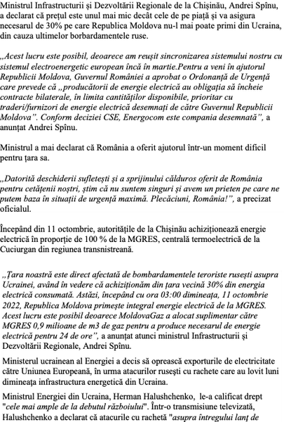 Republica Moldova va procura energie din România 