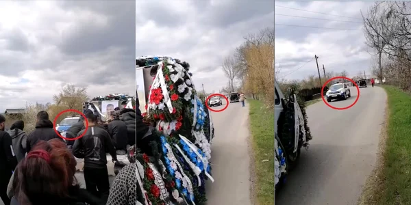 Înmormântare cu sute de participanţi care nu respectă restricţiile pandemiei în Laloşu - Vâlcea Foto colaj capturi video - Facebook Alex Dragulin