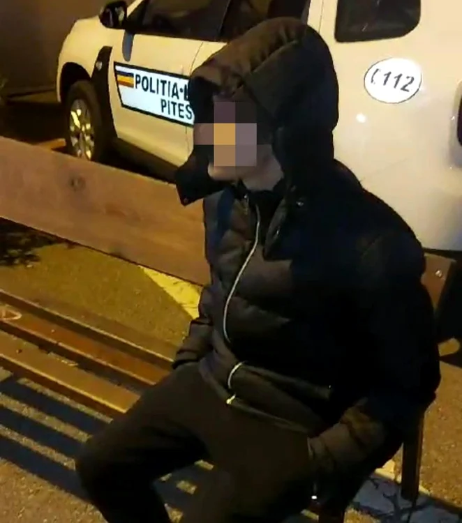 Un tânăr din Argeș a furat o bancă Foto: Poliția Locală Pitești